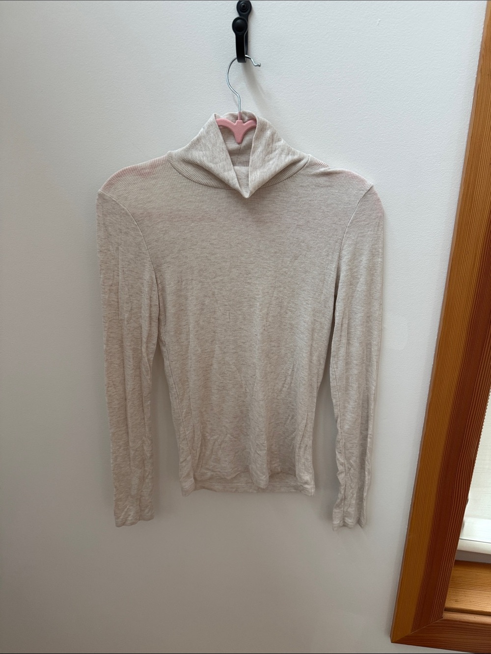 Aritzia Beige Lightweight Turtleneck Top